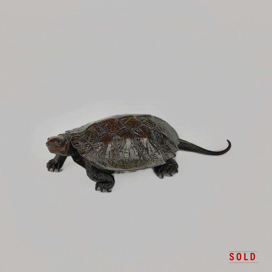 Japanese bronze turtle signed Nogami Ryūki Meiji period