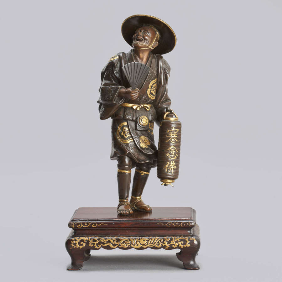 Japanese bronze watchman signed Miyao Meiji period