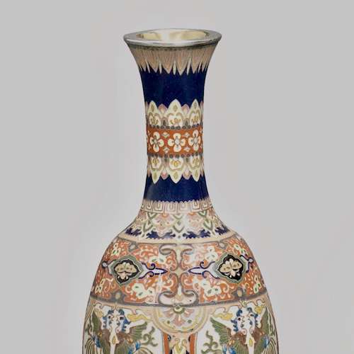 Japanese pair cloisonné enamel vases signed Kuhn & Komor Meiji period