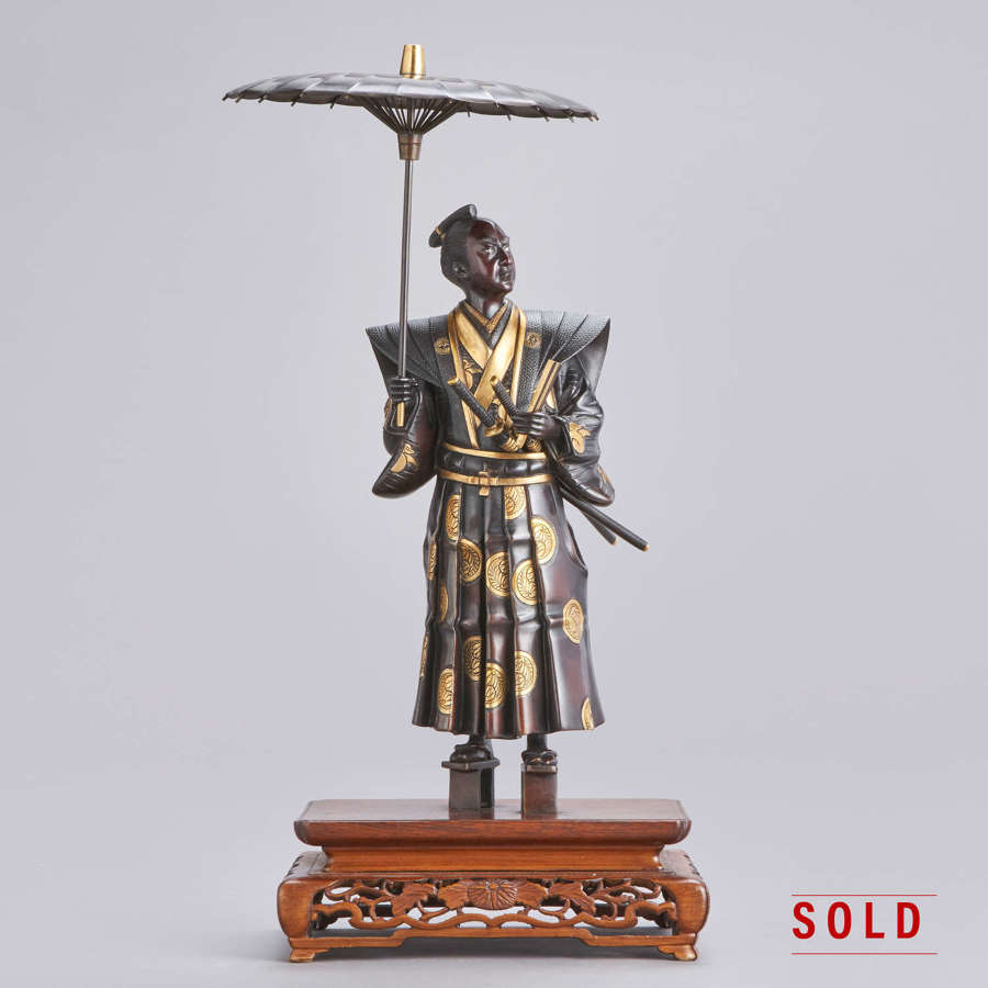 Japanese bronze Samurai signed Yoshimitsu Meiji period