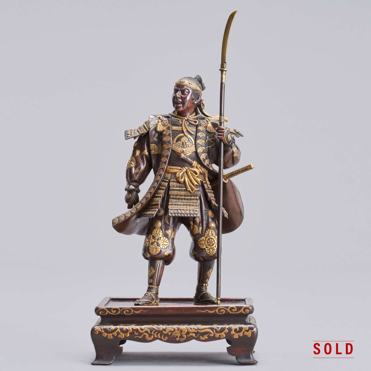 Japanese bronze Samurai warrior signed Miyao Meiji period