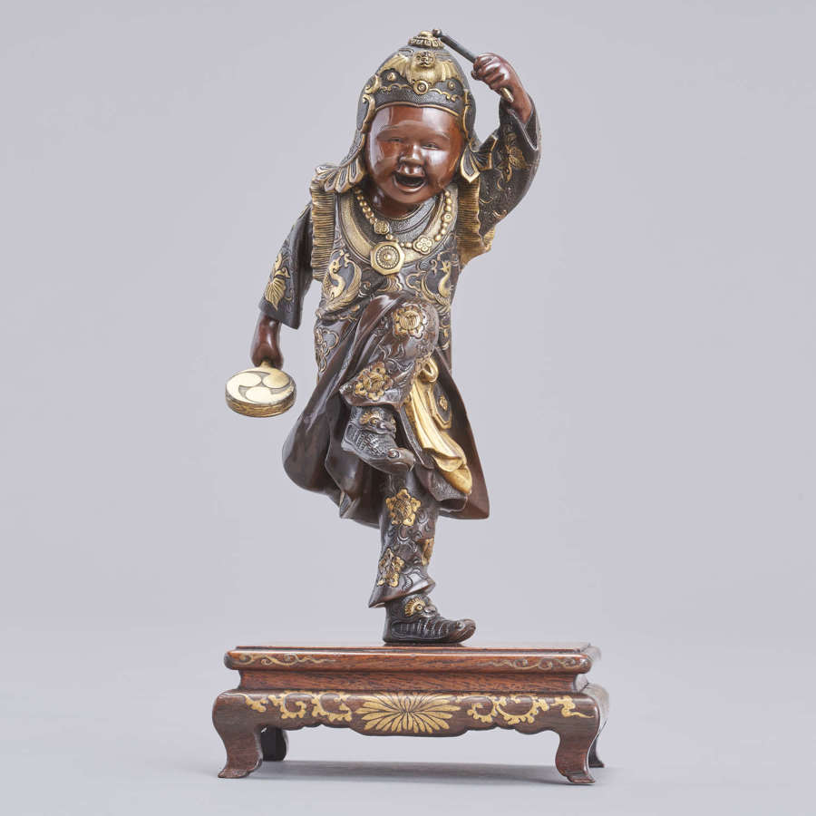 Japanese bronze dancing boy signed Miyao Meiji period