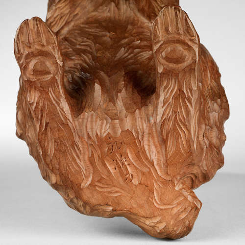 Japanese wood okimono pair of hares signed Mogi Hirotsugu Shōwa period