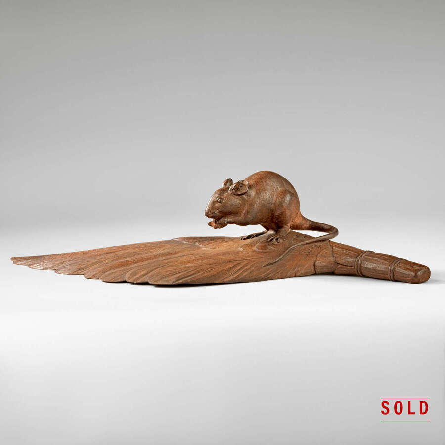 Japanese wood okimono of a rat signed Mori Hosei Meiji period