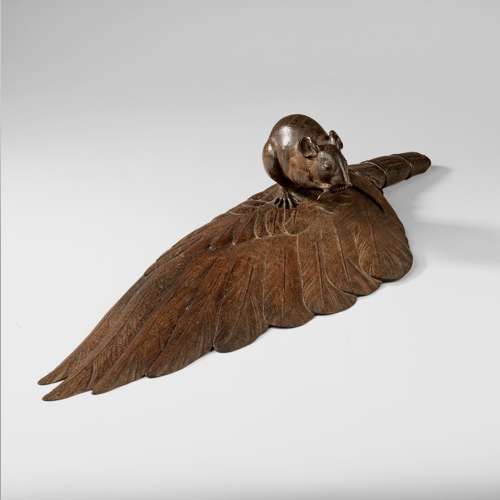 Japanese wood okimono of a rat signed Mori Hosei Meiji period