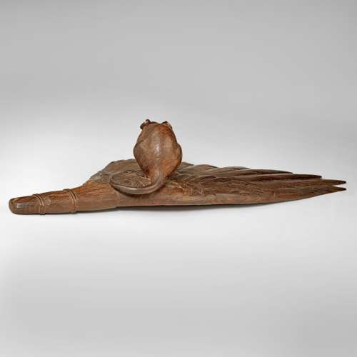 Japanese wood okimono of a rat signed Mori Hosei Meiji period