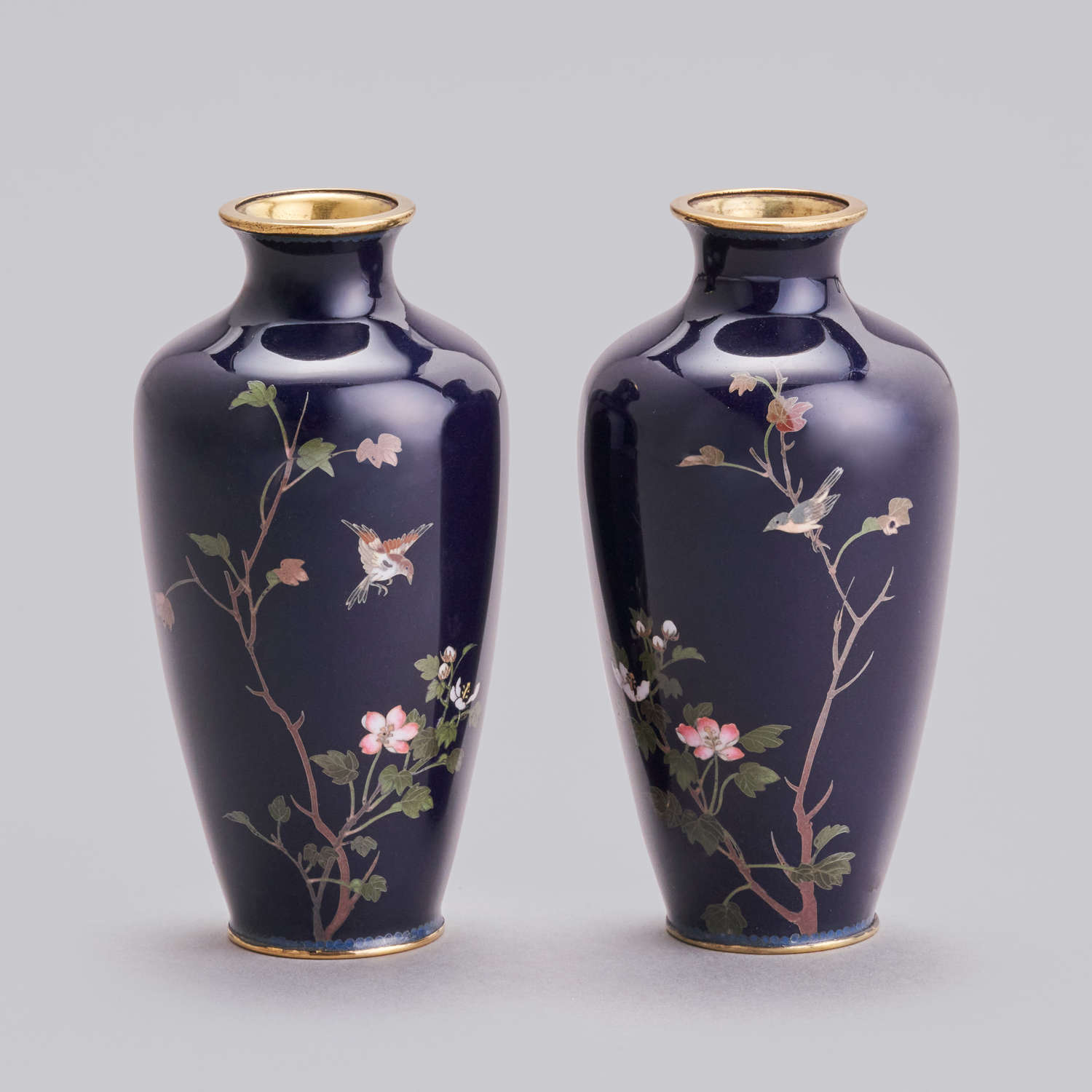 Japanese pair of cloisonné enamel vases signed Itō Soemon Meiji period