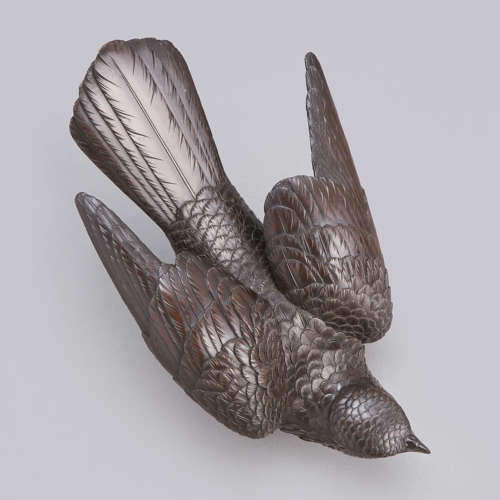 Japanese bronze hawk signed Maruki Meiji period