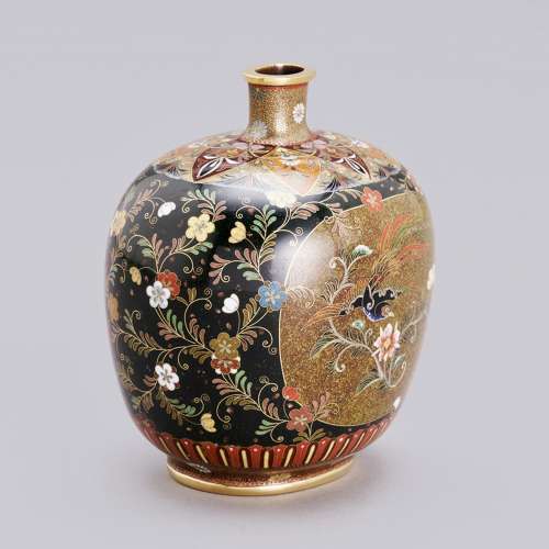 Japanese cloisonné vase with birds by Namikawa Yasuyuki Meiji period
