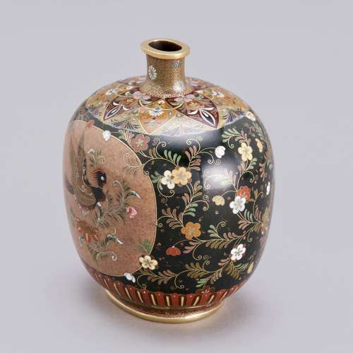 Japanese cloisonné vase with birds by Namikawa Yasuyuki Meiji period