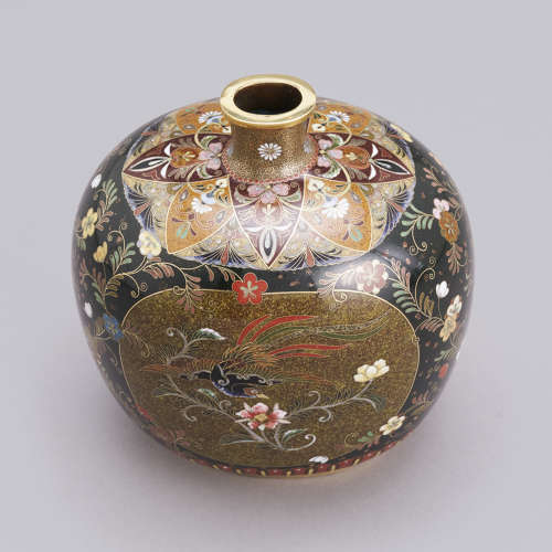 Japanese cloisonné vase with birds by Namikawa Yasuyuki Meiji period