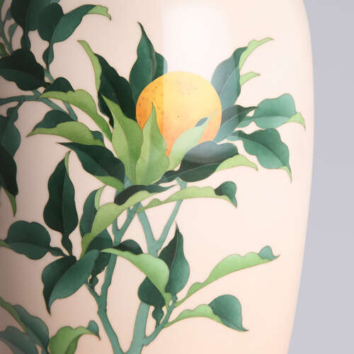 Japanese cloisonné vase with oranges signed Andō Jūbei Shōwa period
