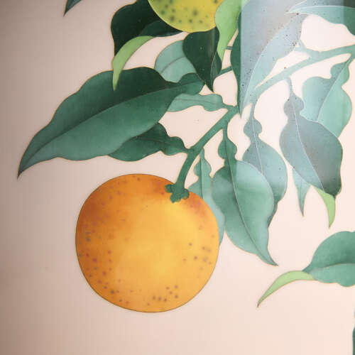 Japanese cloisonné vase with oranges signed Andō Jūbei Shōwa period