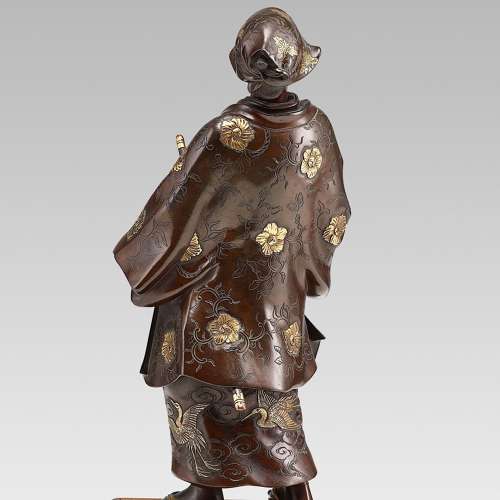 Japanese bronze Samurai signed Miyao Eisuke Meiji period