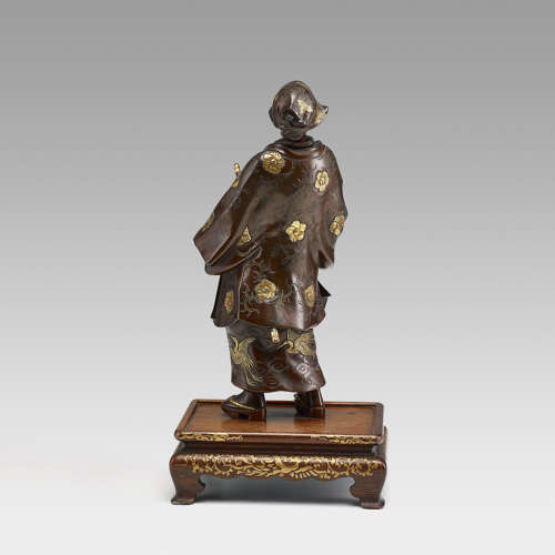 Japanese bronze Samurai signed Miyao Eisuke Meiji period