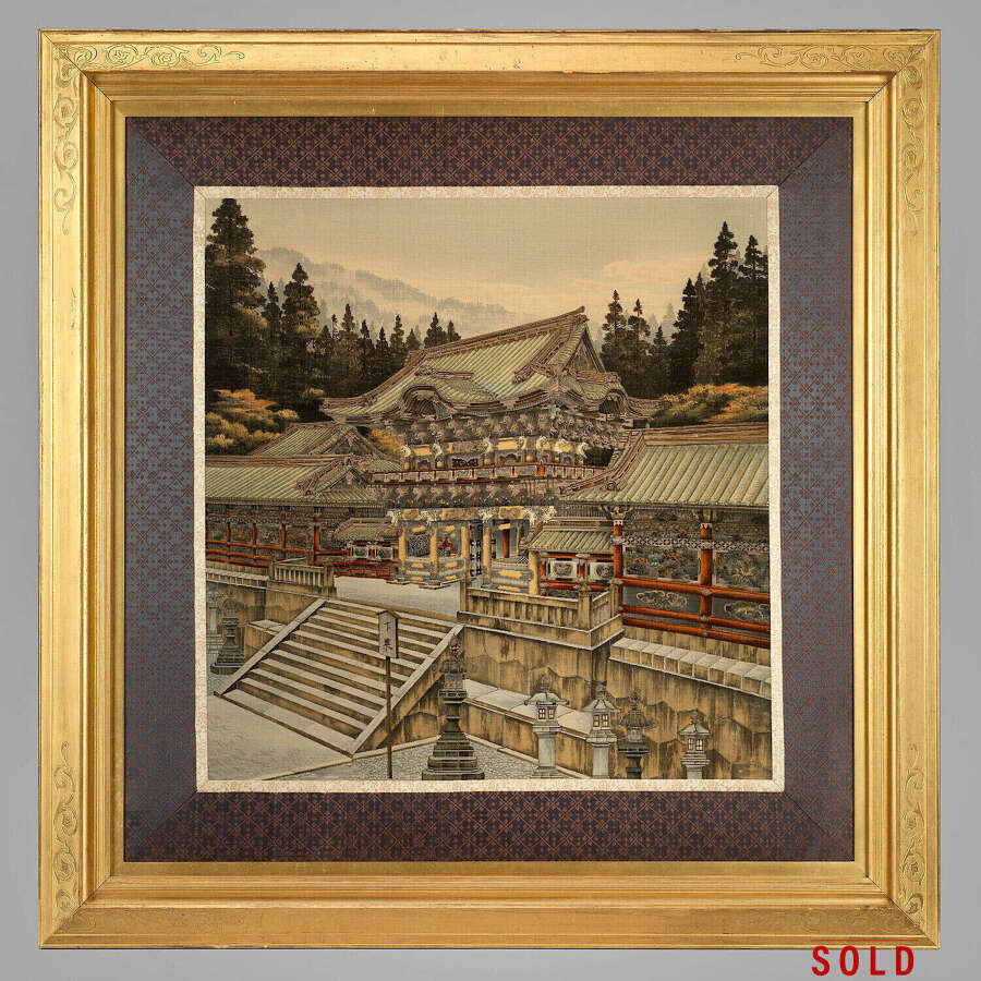 Japanese Yūzen-Birodo cut velvet of the Tōshō-gū shrine Meiji period