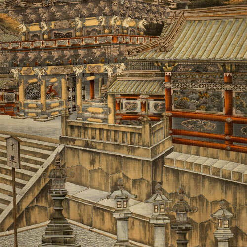 Japanese Yūzen-Birodo cut velvet of the Tōshō-gū shrine Meiji period