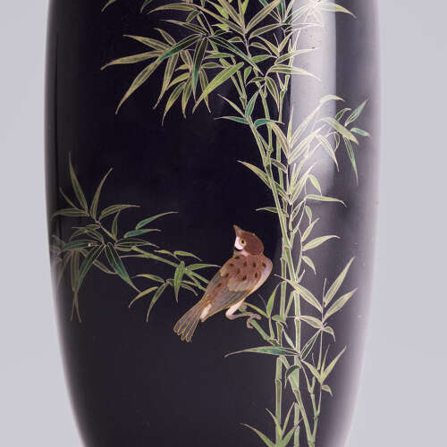 Japanese pair of cloisonné enamel vases signed Hayashi Kodenji Meiji period