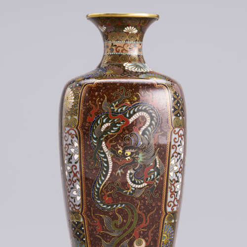 Japanese pair of cloisonné enamel vases signed Ōta Toshirō of Nagoya Taishō period