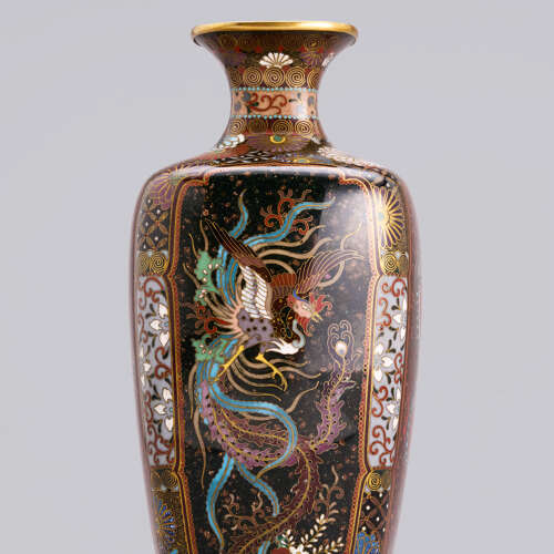 Japanese pair of cloisonné enamel vases signed Ōta Toshirō of Nagoya Taishō period