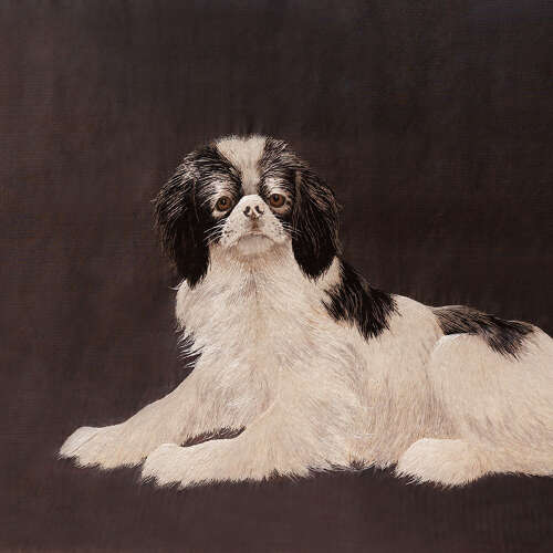 Japanese silk embroidery of a Chin dog Meiji period