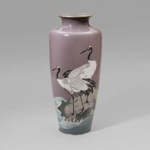 Japanese cloisonné enamel vase signed Sanzui Taishō period