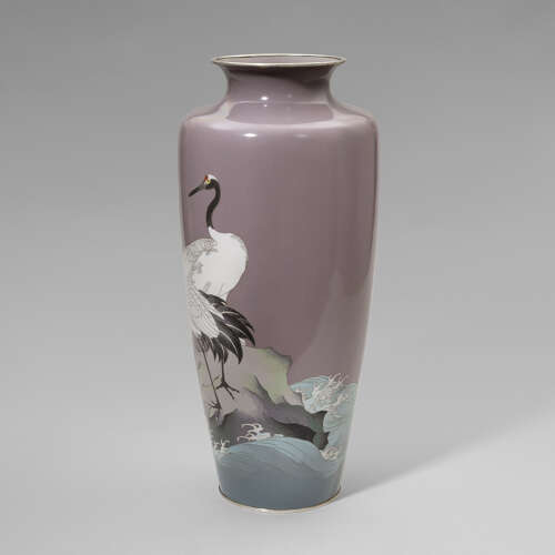 Japanese cloisonné enamel vase signed Sanzui Taishō period