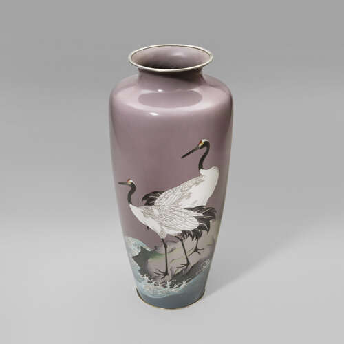Japanese cloisonné enamel vase signed Sanzui Taishō period