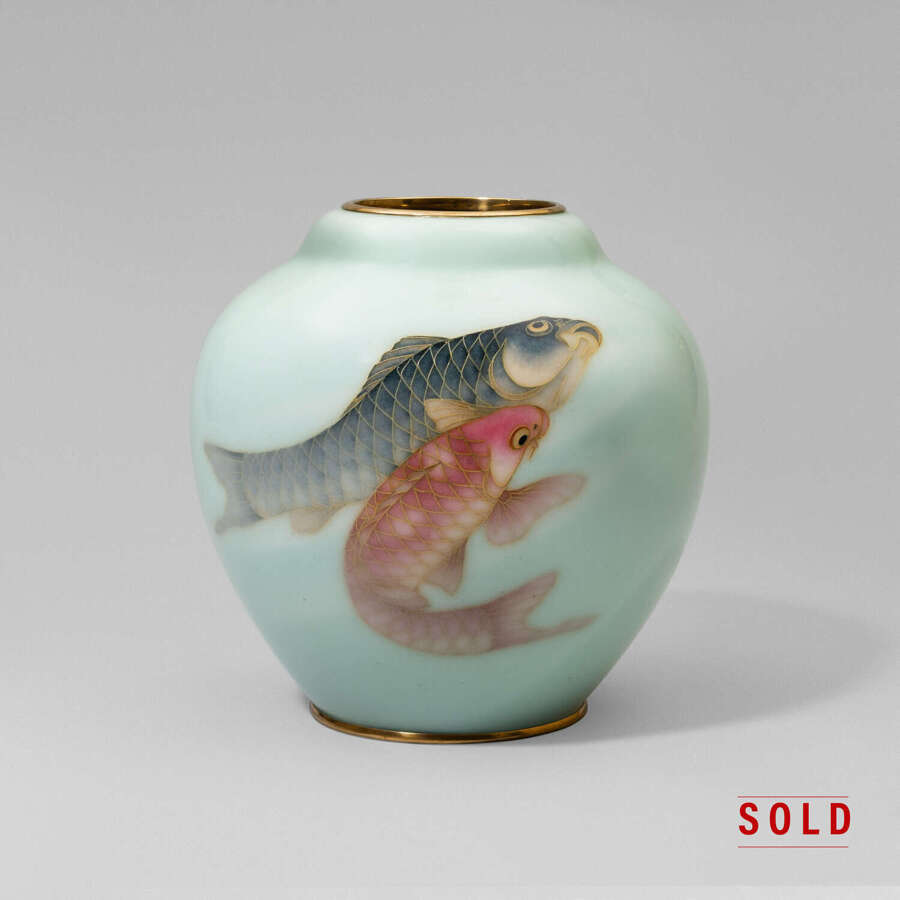 Japanese cloisonn&eacute; enamel vase signed Andō Jūbei Shōwa period