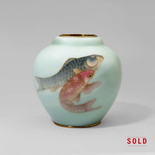 Japanese cloisonné enamel vase signed Andō Jūbei Shōwa period