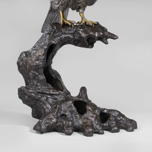 Japanese bronze hawk signed Masatsune Meiji period
