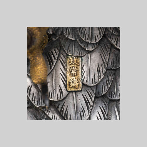 Japanese bronze hawk signed Masatsune Meiji period