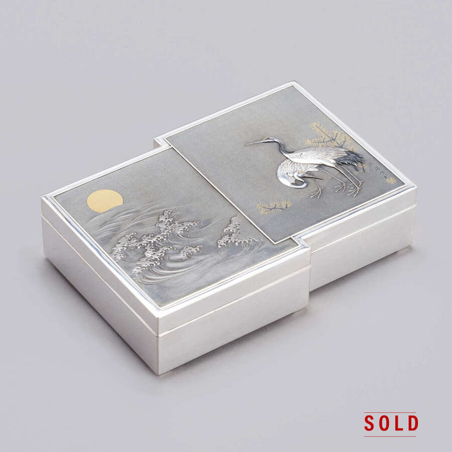 Japanese silver box signed Ishikawa Katsunobu Meiji period
