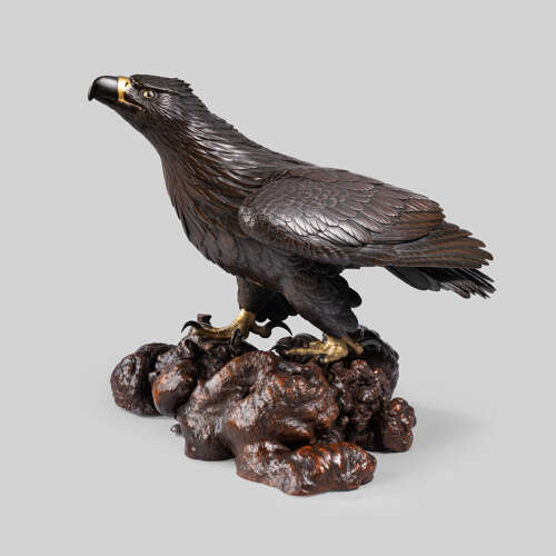 Japanese bronze eagle signed Masatsune Meiji period