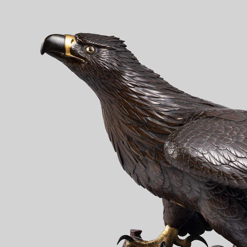 Japanese bronze eagle signed Masatsune Meiji period