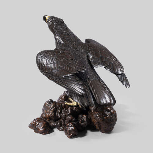 Japanese bronze eagle signed Masatsune Meiji period