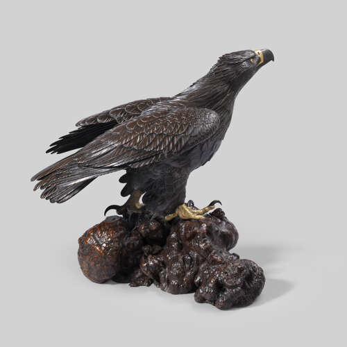 Japanese bronze eagle signed Masatsune Meiji period