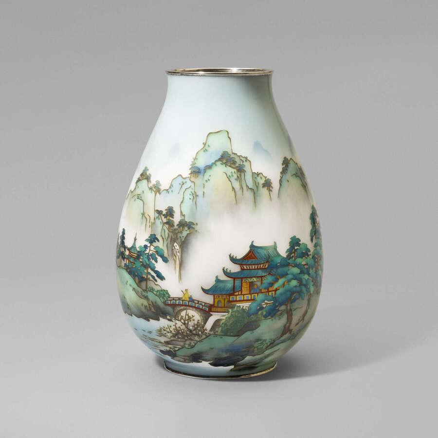 Japanese cloisonn&eacute; enamel vase signed Andō Jūbei Shōwa period c.1940.