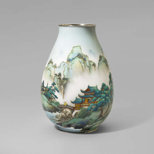 Japanese cloisonné enamel vase signed Andō Jūbei Shōwa period c.1940.