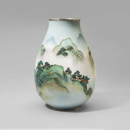 Japanese cloisonné enamel vase signed Andō Jūbei Shōwa period c.1940.