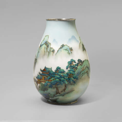 Japanese cloisonné enamel vase signed Andō Jūbei Shōwa period c.1940.