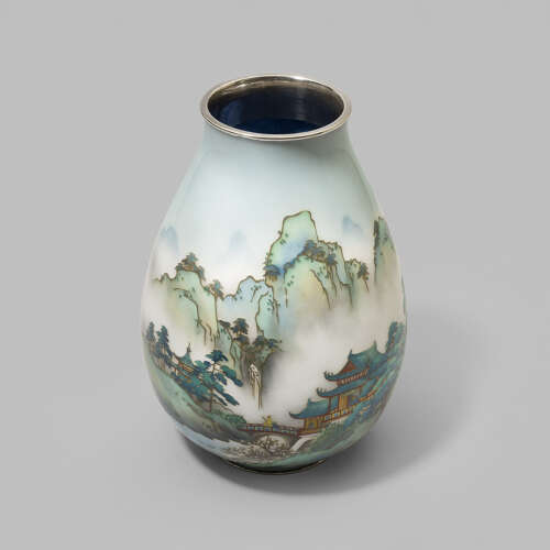 Japanese cloisonné enamel vase signed Andō Jūbei Shōwa period c.1940.