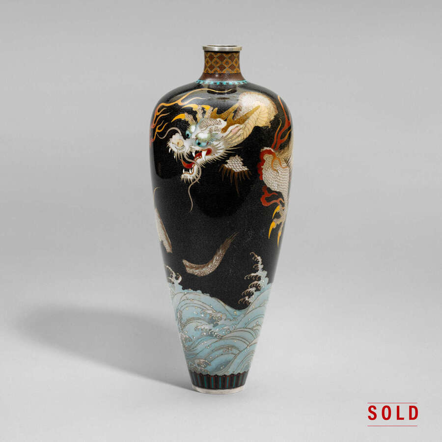 Japanese cloisonn&eacute; enamel vase signed Namikawa Yasuyuki late Meiji period