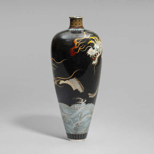 Japanese cloisonné enamel vase signed Namikawa Yasuyuki late Meiji period