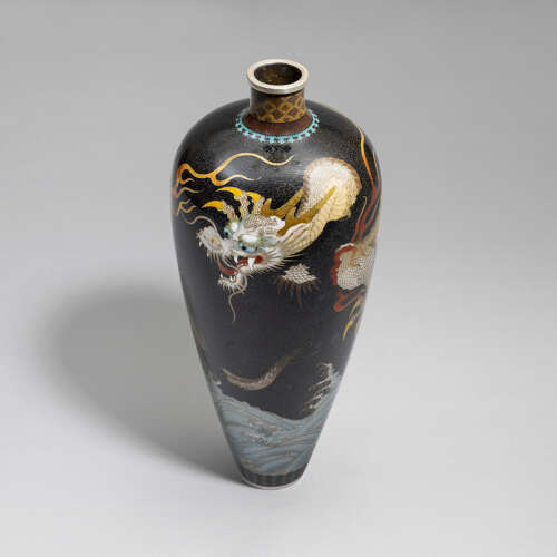 Japanese cloisonné enamel vase signed Namikawa Yasuyuki late Meiji period