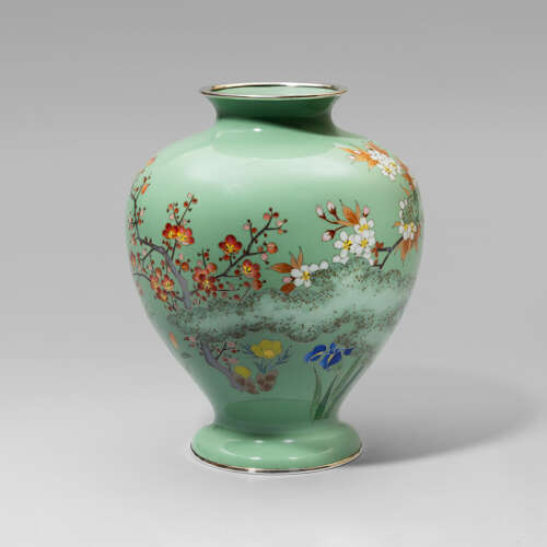 Japanese cloisonné enamel vase signed Ikoma Studio of Osaka Taishō period
