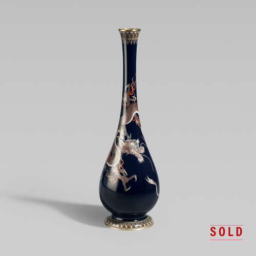 Japanese cloisonné enamel vase signed Ōta Toshirō of Nagoya Meiji period