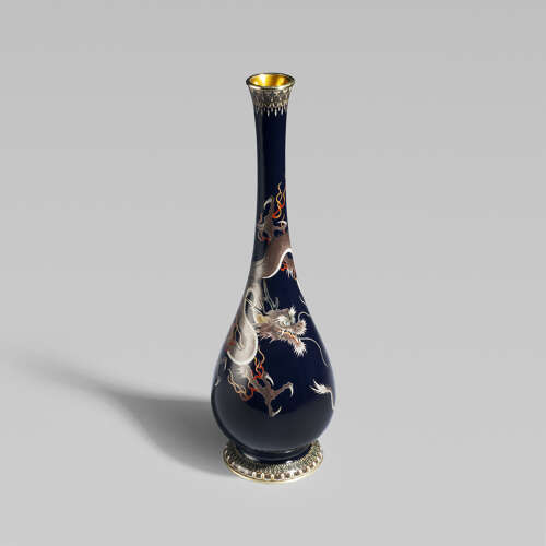 Japanese cloisonné enamel vase signed Ōta Toshirō of Nagoya Meiji period