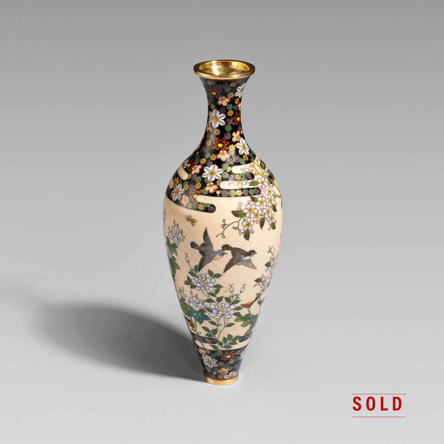 Japanese cloisonn&eacute; enamel vase Meiji period