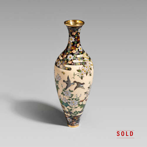 Japanese cloisonné enamel vase Meiji period